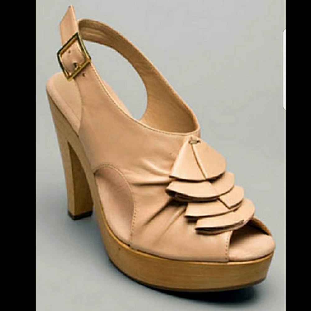 Loeffler Randall "Aspen" open toe ruffle slingback